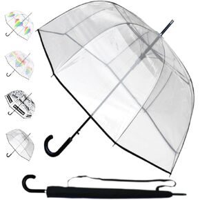 مظلة قبة شفافة قوية مقاومة للرياح أوتوماتيكية نادرة للنساء والرجال من المطر والرياح - مظلة كبيرة شديدة التحمل - الأفضل للرؤية من خلال الرؤية - ألياف زجاجية شفافة in Kuwait