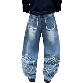 Baggy Jeans for Men Loose Fit Denim Trousers Y2k Casual Pants 2000s Streetwear in Saudi Arabia