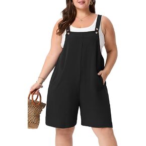 OLRIK Plus Size Rompers for Curvy Women - Comfy Summer Overalls Adjustable Straps & Pockets, Lightweight Short Jumpsuit in Saudi Arabia
