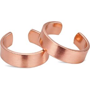 خواتم من النحاس النقي 100% للنساء والرجال (عبوة من قطعتين) — نحاس خام صلب — خواتم مصنوعة يدويًا غير مطلية وقابلة للتعديل ومفتوحة على الطراز التبتي in Kuwait