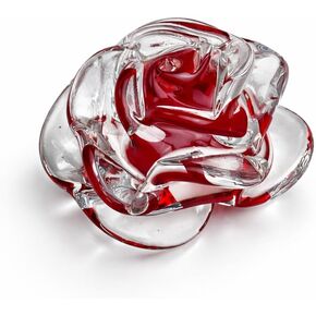 تمثال Ca D Oro Murano على شكل زهرة وردة حمراء على شكل زهرة منفوخة يدويًا من الزجاج الكريستالي للمكتب وتزيين الغرفة والقطعة المركزية - وردي in Kuwait