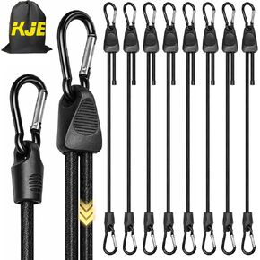 8 قطع من حبال بنجي قابلة للتعديل مقاس 48 بوصة من KJE - أشرطة بنجي سوداء، سهلة التعديل من 7 بوصة إلى 48 بوصة، مثالية للربط في الهواء الطلق، وتأمين الأقمشة والأقمشة والحمولة في المناخات الحارة الباردة in Kuwait