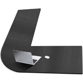 سجادة مكتب على شكل حرف L من Cacoy مقاس 51 بوصة × 55 بوصة، نشافات وسادة مكتب زاوية من جلد البولي يوريثان، لوحة ماوس كبيرة على شكل حرف L للمكتب، سجادات مكتب كمبيوتر مكتبية مقاومة للماء على الجزء العلوي من المكاتب، أسود in Kuwait