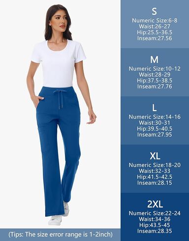 Yoga Scrub Pants Women Straight Leg Scrub Pants with 5 Pockets Stretch Drawstring Ultra Soft in Saudi Arabia