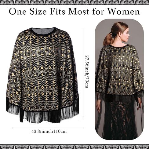 1920s Flapper Shawl for Women Vintage Fringe Lace Poncho Cape for Evening Dresses Roaring 20's Party Costume in Saudi Arabia
