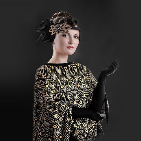 1920s Flapper Shawl for Women Vintage Fringe Lace Poncho Cape for Evening Dresses Roaring 20's Party Costume in Saudi Arabia