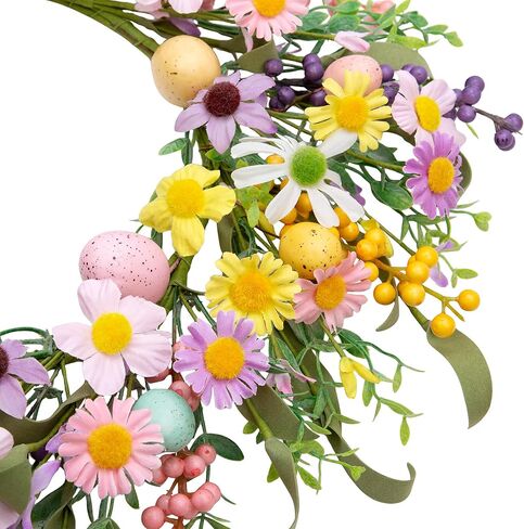 20 بوصة إكليل عيد الفصح للباب الأمامي إكليل زهرة الربيع مع بيض ملون زينة عيد الفصح للهدايا حفلة عطلة نافذة جدار المنزل in Kuwait