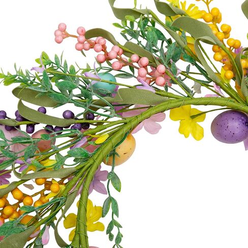 20 بوصة إكليل عيد الفصح للباب الأمامي إكليل زهرة الربيع مع بيض ملون زينة عيد الفصح للهدايا حفلة عطلة نافذة جدار المنزل in Kuwait