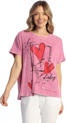 Jess & Jane Mineral Washed Short Sleeve with Fat Rib Contrast and Pocket Tunic Top - M124 in Saudi Arabia
