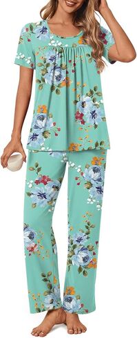 POPYOUNG Womens Pajama Sets Summer Ladies Pjs 2 Piece Loungewear with Comfy and Pockets Lightweight Sleepwear in Kuwait