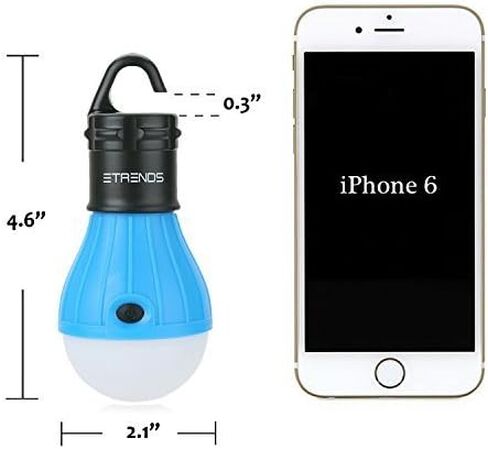 Compact LED Lantern Tent Camp Light Bulb for Camping Hiking Fishing Emergency Lights, Battery Powered Portable Lamp, 4 Count, Batteries Not Included (Black) in Saudi Arabia