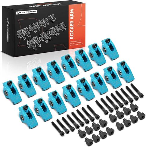 A-Premium 16Pcs Blue Aluminum Engine Roller Rocker Arms with Needle Bearings Compatible with Ford 302 351 1.6 Ratio, 5/16" Studs in Kuwait