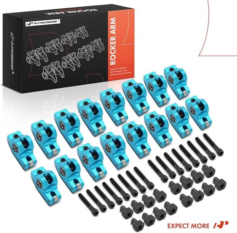 A-Premium 16Pcs Blue Aluminum Engine Roller Rocker Arms with Needle Bearings Compatible with Ford 302 351 1.6 Ratio, 5/16" Studs in Kuwait