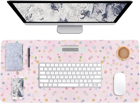AUPET Leather Desk Pad Blotter Mat, Large Mouse Pad, Non-Slip Waterproof Desk Writing Pad Protector, Desk Decor for Office，Home，Gaming (Dreamy Rainbow Star Pattern, 35.4X15.7 inch) in Saudi Arabia