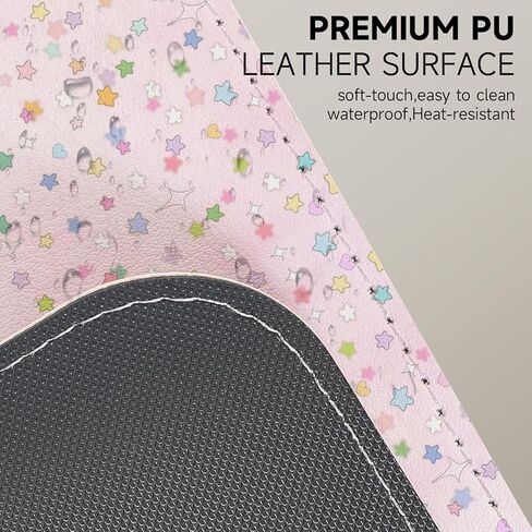 AUPET Leather Desk Pad Blotter Mat, Large Mouse Pad, Non-Slip Waterproof Desk Writing Pad Protector, Desk Decor for Office，Home，Gaming (Dreamy Rainbow Star Pattern, 35.4X15.7 inch) in Saudi Arabia
