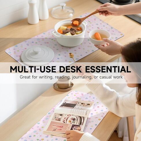 AUPET Leather Desk Pad Blotter Mat, Large Mouse Pad, Non-Slip Waterproof Desk Writing Pad Protector, Desk Decor for Office，Home，Gaming (Dreamy Rainbow Star Pattern, 35.4X15.7 inch) in Saudi Arabia