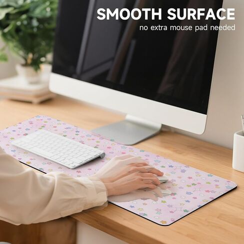 AUPET Leather Desk Pad Blotter Mat, Large Mouse Pad, Non-Slip Waterproof Desk Writing Pad Protector, Desk Decor for Office，Home，Gaming (Dreamy Rainbow Star Pattern, 35.4X15.7 inch) in Saudi Arabia