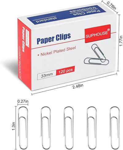 Paper Clips Medium Size Paperclips #1 Nonskid, 1-2/7 Inch Paper Clips for Office & School, Personal Use, 720 Count (6 Boxes of 120), Silver in Kuwait