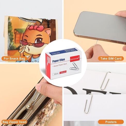 Paper Clips Medium Size Paperclips #1 Nonskid, 1-2/7 Inch Paper Clips for Office & School, Personal Use, 720 Count (6 Boxes of 120), Silver in Kuwait