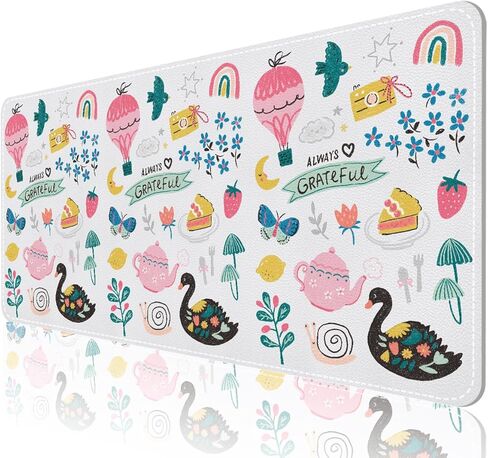 حصيرة مكتب جلدية من AUPET، لوحة ماوس كبيرة، واقي وسادة كتابة مكتب مقاوم للماء غير قابل للانزلاق، ديكور مكتب للمكتب، المنزل، الألعاب (نمط نجمة قوس قزح حالمة، 35.4 × 15.7 بوصة) in Kuwait