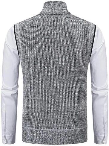 Men's Knitted Sleeveless Sweater Zipper Cardigan Turn-down Pullovers Turtleneck Sweatercoat Knit Waistcoat in Saudi Arabia