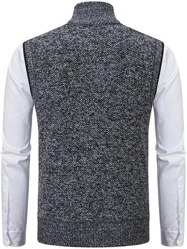Men's Knitted Sleeveless Sweater Zipper Cardigan Turn-down Pullovers Turtleneck Sweatercoat Knit Waistcoat in Saudi Arabia