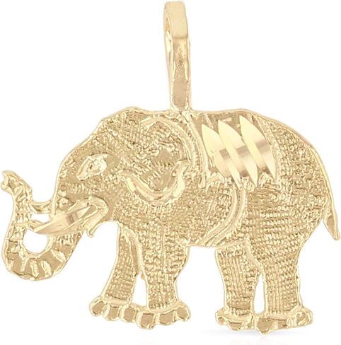 Ioka - 14K Yellow Gold Elephant Charm Tiny Pendant For Necklace or Chain in Saudi Arabia