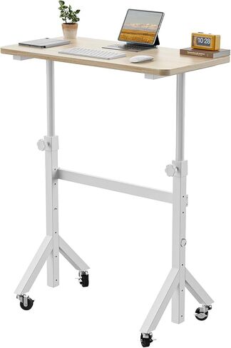 ErGear Small Standing Desk Adjustable Height, 6 Height Settings Up to 46.5″, Walking Pad Desk with Triangular Leg Design, Smooth Mobility with Lockable Wheels, Standing Desk for Walking Pad, White in Kuwait