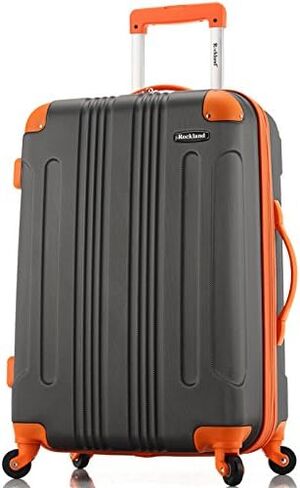 Rockland London Hardside Spinner Wheel Luggage, Charcoal, Checked-Large 28-Inch in Saudi Arabia