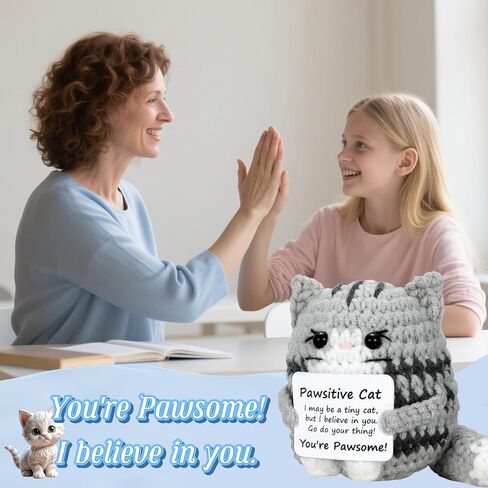 Positive Cat Positive Crochet Animals Emotional Support Crochet - Affirmation Easter Gift for Woman Daughter Friends Inspiration Gift for Coworker Birthday Graduation Positive Potato in Saudi Arabia