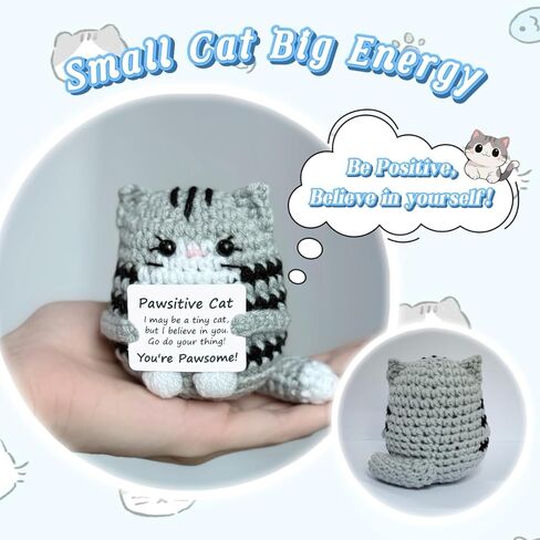 Positive Cat Positive Crochet Animals Emotional Support Crochet - Affirmation Easter Gift for Woman Daughter Friends Inspiration Gift for Coworker Birthday Graduation Positive Potato in Saudi Arabia