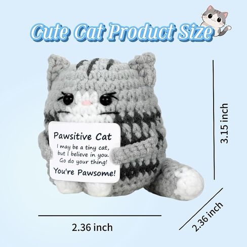 Positive Cat Positive Crochet Animals Emotional Support Crochet - Affirmation Easter Gift for Woman Daughter Friends Inspiration Gift for Coworker Birthday Graduation Positive Potato in Saudi Arabia