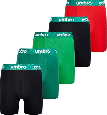 Umbro Performance Boxer Briefs for Men Pack of 6 - Breathable Comfortable Mens Boxer Briefs, Moisture Wicking Mens Underwear (US, Alpha, Large, Regular, Regular, Black/Royal/Vermillion) in Saudi Arabia