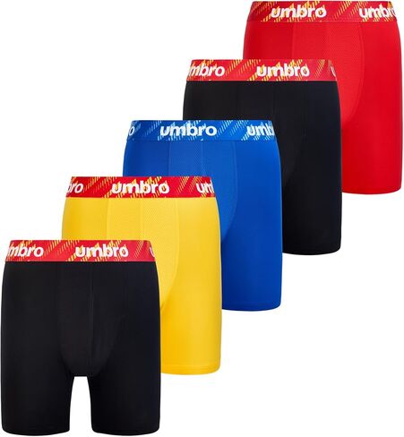 Umbro Performance Boxer Briefs for Men Pack of 6 - Breathable Comfortable Mens Boxer Briefs, Moisture Wicking Mens Underwear (US, Alpha, Large, Regular, Regular, Black/Royal/Vermillion) in Saudi Arabia