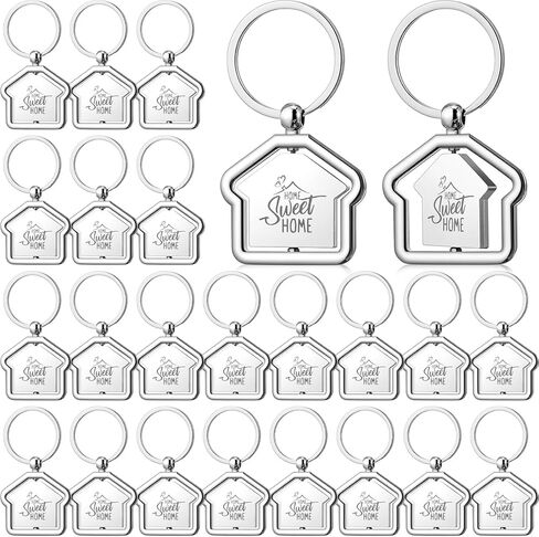 24 Pcs Sweet Home Keychain, Estate Agent Gifts for Guests, House Shaped Keychain, Christmas Bulk Estate Agent Supplies for Housewarming in Saudi Arabia
