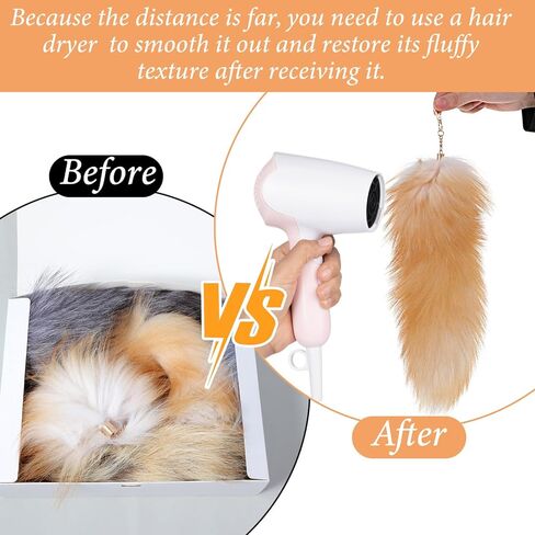 4 PCS Faux Fur Tail Keychain Set with Therian Tails - Huge 17 Inch Realistic Fox Tail Keychain Faux Fur Accessories for Cosplay, Handbags, Gifts in Saudi Arabia