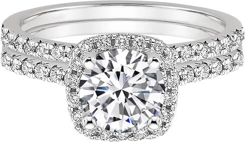 Dazzlingrock Collection GRA Certified D Color VVS1 1.50 Cttw Round Moissanite Halo Bridal Wedding Ring Set for Women in 925 Sterling Silver in Saudi Arabia