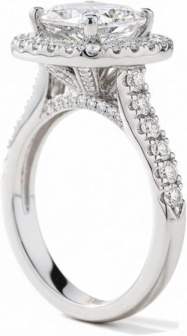 Wedding Ring Set for Women 2 CT Radiant Cut Engagement Rings Halo 925 Sterling Silver Rings with 18k White Gold Plated in Saudi Arabia