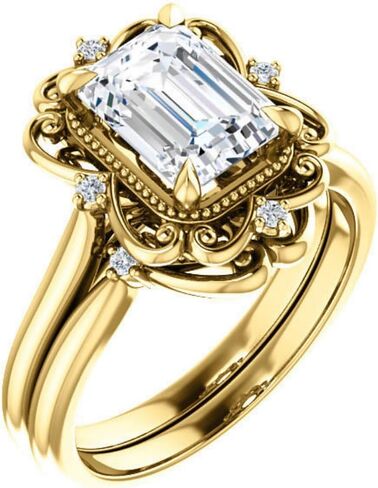 1CT-4CT قطع الزمرد VVS1 مجموعة خاتم الخطوبة مويسانيتي عديم اللون، مجموعة خواتم الزفاف/الزفاف، هدايا وعد الذكرى السنوية العتيقة لها، الفضة الاسترليني، 10K/14K/18K الذهب الصلب in Kuwait