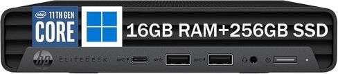 HP EliteDesk 800 G6 Mini Computer Desktop PC, Intel Gen 10th Core i5-10500T, 16GB RAM, 256GB SSD, 4K Support, Displayport, RJ-45, Wi-Fi, BT, Windows 11 Pro (Renewed) in Saudi Arabia
