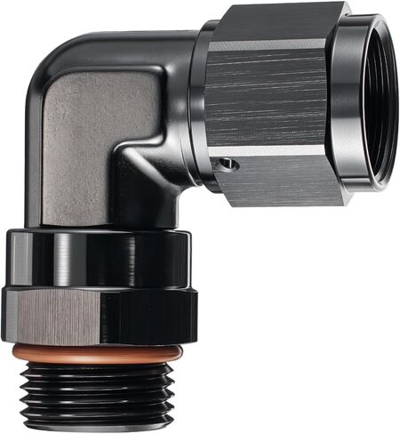 EVIL ENERGY 6AN Female Flare Swivel to 8AN ORB Male Adapter, 90 Degree Fuel Rail Fitting, Leak-Free & Easy Install for Fuel Line Systems, Aluminum Black in Saudi Arabia