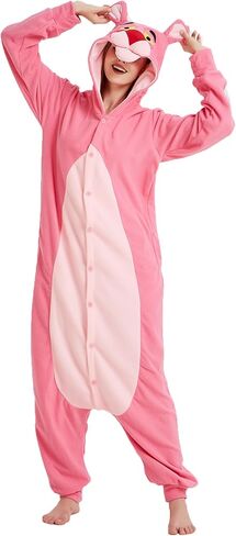 Unisex Hooded Onesie Critters Costumes Pyjamas Pink Leopard in Saudi Arabia