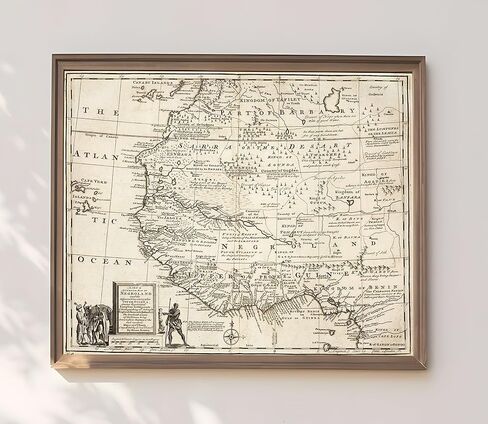 Negroland Map - Adjacent Countries Guinea Ghana - Historic Document for all Future Generations - 1747 West African American History - Slave Coast Trade Regions - Wall Art Map Poster Repro Unframed (16"x20") in Saudi Arabia