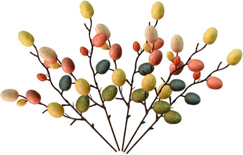 Garneck 5 Pcs Artificial Easter Egg Tree Branches with Colorful Egg Picks and Floral Sprays - for Spring Decor - Home Party and Easter Celebrations in Saudi Arabia