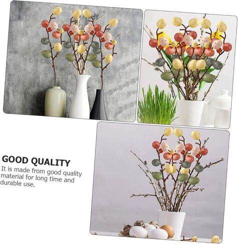 Garneck 5 Pcs Artificial Easter Egg Tree Branches with Colorful Egg Picks and Floral Sprays - for Spring Decor - Home Party and Easter Celebrations in Saudi Arabia