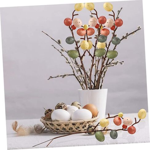 Garneck 5 Pcs Artificial Easter Egg Tree Branches with Colorful Egg Picks and Floral Sprays - for Spring Decor - Home Party and Easter Celebrations in Saudi Arabia