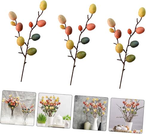 Garneck 5 Pcs Artificial Easter Egg Tree Branches with Colorful Egg Picks and Floral Sprays - for Spring Decor - Home Party and Easter Celebrations in Saudi Arabia