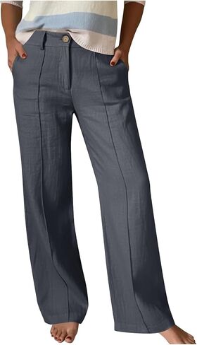 Slacks for Women Stretchy Work Pants Loose Fit Elastic High Waisted Wide Leg Business Casual Pants with Pockets in Saudi Arabia