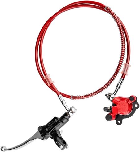 طقم فرامل هيدروليكية للدراجة الصغيرة من FRP، نظام فرامل قرص هيدروليكي أمامي لمقود 7/8 بوصة (22 مم)، ذراع فرامل وفرجار من سبائك الألومنيوم، مناسب عالمي للدراجات الصغيرة وعربات الذهاب والدراجات الجيبية، أحمر in Kuwait