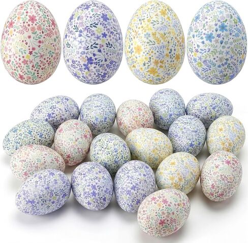24 قطعة من بيض عيد الفصح الزهري من الفوم الباستيل وبيض عيد الفصح ومزهرية حشو صواني المنزل وسلة مزهرية وأوعية حشو شجرة الحلي DIY الربيع وحفلات المزرعة ديكور طاولة المنزل 1.57 × 2.36 بوصة in Kuwait